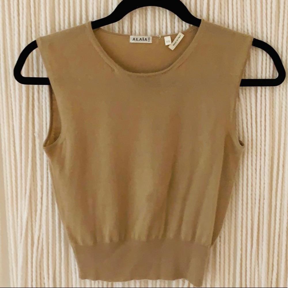 Azzedine Alaïa Sleeveless Camel Cashmere Crop Top